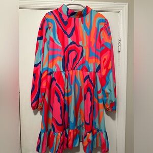 Beautiful Watercolored Printed SHEIN Dress